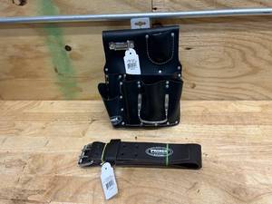 lot 18 image: PRINCE Leather Drywall Pouch Right Handed with 2 Leather Belt Model PDW-OTR & PLB-OT2