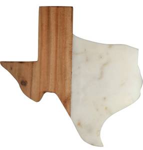 lot 190 image: Thirstystone Large Texas Shaped Mango Wood & Marble ServingCutting Board, Made From All Natural Materials, Kitchen Accessories & Decor