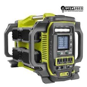 lot 5 image: RYOBI ONE 1800-Watt Power Station Battery Inverter Push Button Battery Generator8-Port Charger with (4) 6.0 Ah Batteries    Customer Returns See Pictures