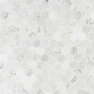 lot 11 image: 16 Boxes of MSI Carrara White Hexagon 12 in. x 12 in. x 8mm Honed Marble Mesh Mounted Mosaic Tile (9.8 sq. ft. case) Customer Returns See Pictures