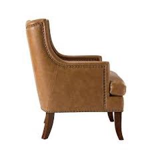 lot 20 image: JAYDEN CREATION Laurenz Camel Vegan Leather Armchair with Nailhead Trim  Customer Returns See Pictures