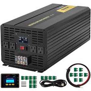 lot 26 image: VEVOR Car Power Converter 6000-Watt Modified Sine Wave Inverter DC 12-Volt to AC 120-Volt with LCD Display Remote Control  Cusomer Returns See Pictures