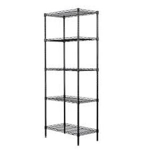 lot 27 image: Karl home Black 5-Tier Heavy Duty Steel Freestanding Garage Storage Shelving Unit (21.3 in. W x 59 in. H x 11.42 in. D)  Customer Returns See Pictures