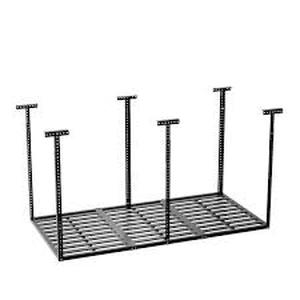 lot 41 image: Karl home 36 in. D x 72 in. W Black in Adjustable Height Overhead Ceiling Mount Garage Storage Rack   Customer Returns See Pictures