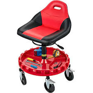 lot 6 image: VEVOR Rolling Shop Stool 300 lbs. Load Garage Mechanic Seat Adjustable Height 18 in. to 23 in. with Swivel Casters Tool Tray    Customer Returns See Pictures