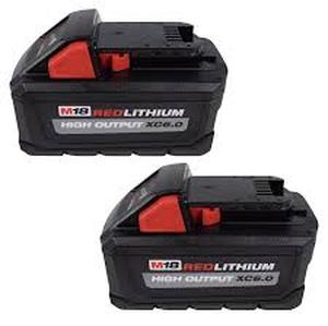 Milwaukee M18 18-Volt Lithium-Ion High Output 6.0Ah Battery Pack (2-Pack)