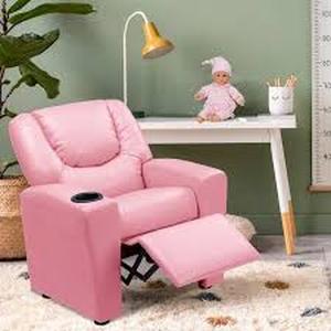 MAYKOOSH Push Back PVC Kids Recliner Chair with Footrest and Cup Holders, Kids Recliners for Age 3 Plus in Pink customer return see pictures