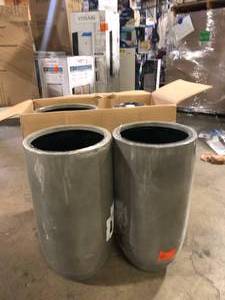 Lot of 4 Vigoro 13 in. Clovis Medium Gray Smooth Cement Composite Round Cylinder Planter (13 in. D x 25.5 in. H)