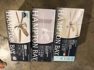 Lot of assorted Hampton Bay Ceiling Fans various models and conditions customer returns see pictures