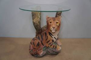 lot 215 image: Tiger Glass Top Side Table