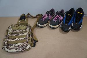 lot 318 image: 2 Pairs of Sneakers with Military Style Satchel