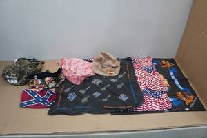 lot 13 image: Assorted Motorcycle Bandanas and Hats