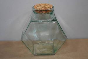 lot 55 image: Vintage Hexagon Glass Storage Canister