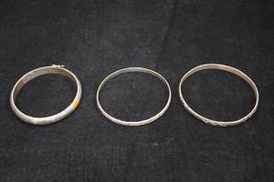 lot 107 image: 3 Sterling Silver Bangle Bracelets
