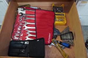lot 415 image: Contents of Drawer - Assorted Tools - Wrenches, Sockets