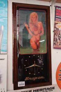 lot 110 image: Vintage Snap-On Girl Wood Clock