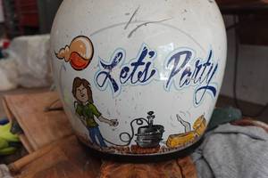 lot 155 image: Vintage Custom Painted Snowmobile Helmet