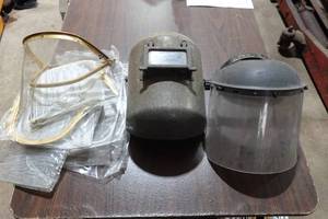 lot 184 image: Welding Helmet and 2 Grinding Shields with Spare Parts