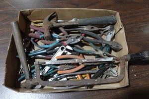lot 188 image: Assorted Hand Tools - Channellock and Snap-On Pliers, Hammers, Saw