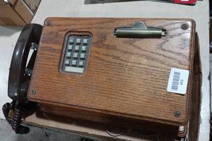 lot 519 image: Wood Telephone with Clipboard