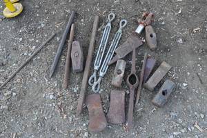 lot 557 image: Tool Heads - Sledge Hammer, Pick Axe, Axe, Turnbuckles