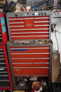 lot 25 image: Craftsman Toolbox with Contents - Fitting, Fasteners, Car Parts
