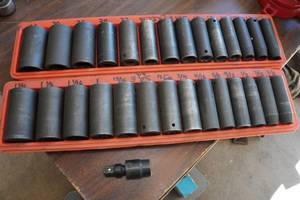 lot 50 image: 12 Drive Deep Impact Socket Sets with Swivel Adapter