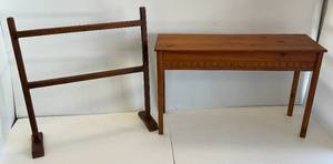 lot 103 image: Wood Blanket Rack & Decorative Wooden Side Table
