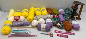 lot 108 image: Large Group Of Yarn & Vintage Wooden Bobbins