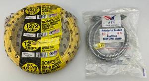 lot 80 image: Romex NM-B 122 Electrical Wire & AFC 6 14-3 Lighting Fixture Whip