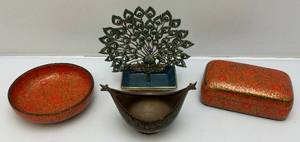 lot 167 image: Misc. Kashmir Hand Painted Lacquer Trinket Boxes & More