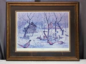 lot 14 image: Framed Les C. Kouba In Shelter Signed Artists Proof Print