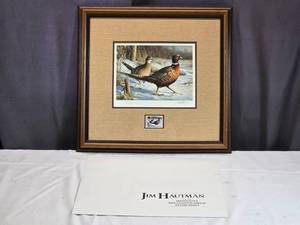 lot 21 image: Jim Hautman 1991 Minnesota Pheasant Habitat Stamp Print Signed and Numbered 24772500