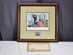 lot 24 image: Limited Edition 1984 Minnesota Pheasant Habitat Stamp Print by Mario Fernandez Signed and Numbered 24774650