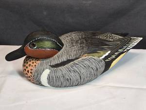 lot 25 image: Hand-Carved Wood Duck Decoy by R. Schubert Hutchinson, Minn.