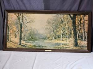 lot 31 image: October Morn by Robert Wood Framed Landscape Painting - No Glass