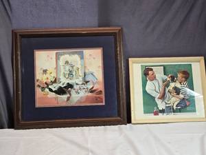 lot 39 image: Lot of 2 Framed Art Prints Glynde Turley and Norman Rockwell