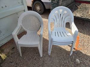 lot 3 image: Lot of 5 Plastic Outdoor Chairs