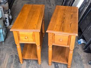 lot 9 image: Pair of Wooden Side Tables with Drawers