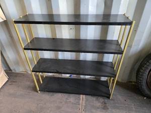 lot 47 image: Modern Black and Gold Open Bookshelf