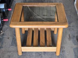 lot 48 image: Wooden Side Table with Glass Top