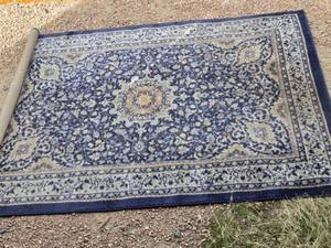 lot 69 image: Elegant Blue and Beige Area Rug - 5x7 Feet