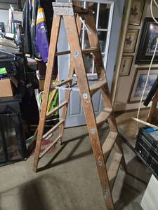 lot 74 image: Wooden Folding Ladder with Loose Top