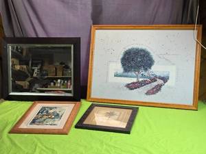 lot 109 image: Framed Art and Mirror Lot