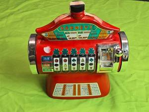 lot 120 image: Vintage Beam Barneys Casino Slot Machine Decanter