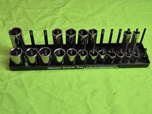lot 176 image: Misc. Standard 38 Drive Sockets and Socket Organizer