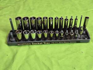 lot 177 image: Misc. Metric 14 Drive Sockets and Socket Organizer