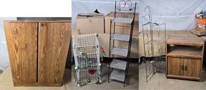 lot 40C image: Small Shelves, VHS Cabinet, Rolling TV Cabinet