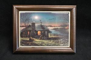 lot 452 image: Collectors Tile Art - Pure Contentment by Terry Redlin Signed , Wood Frame