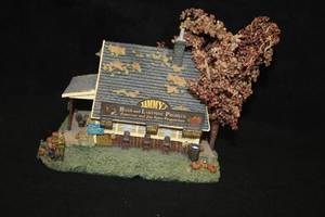 lot 555 image: Collectors House w Light - Jimmys Road and Lakeside Produce by Terry Redlin #A0532 Limited Edition in the Autumn Village Collection from Hawthorne Village with Certificate of Authenticity